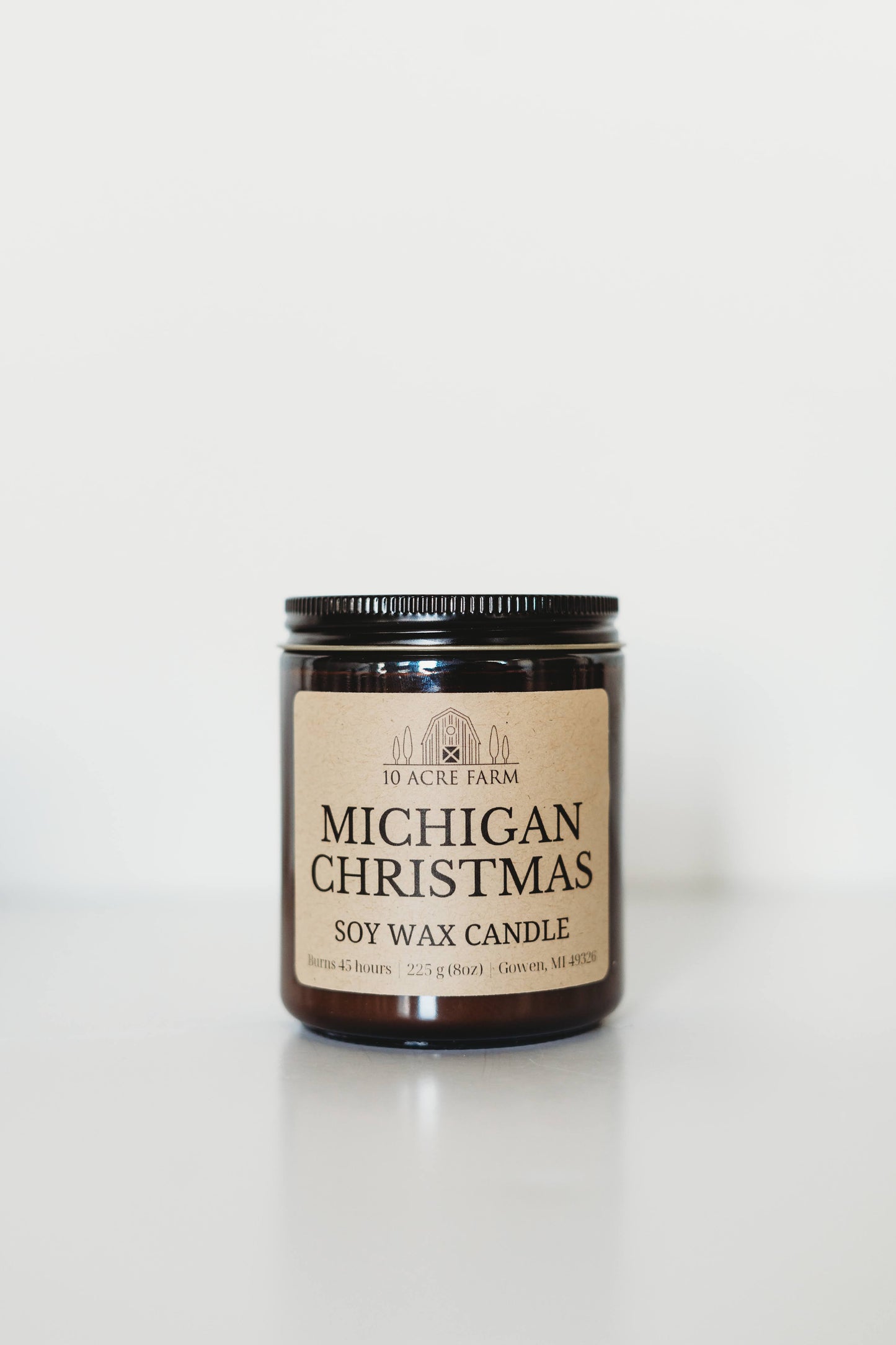 Michigan Christmas 8oz Amber Glass Soy Candle