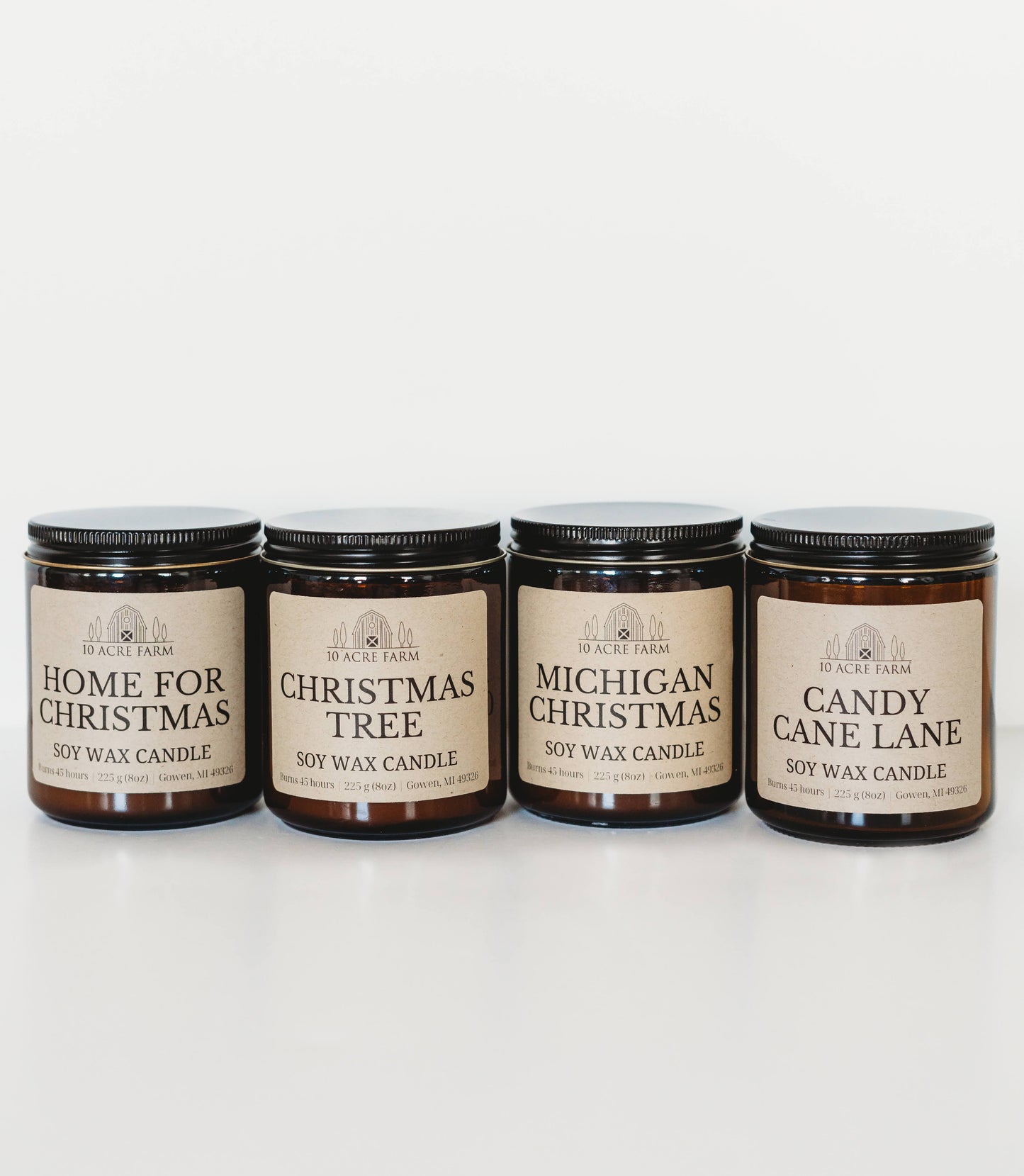 Michigan Christmas 8oz Amber Glass Soy Candle