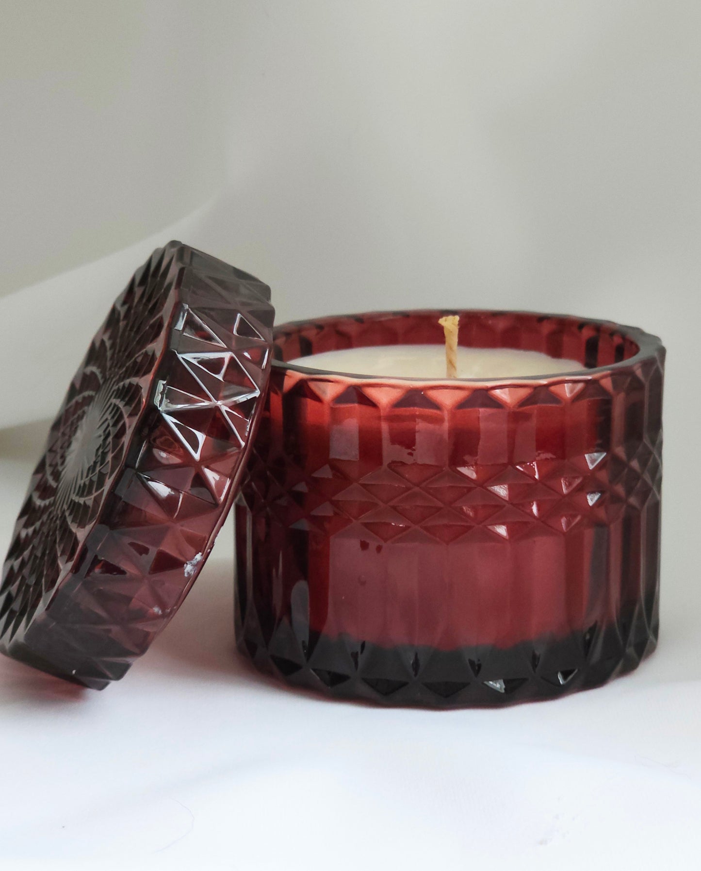 Red Glass Candle, Christmas Scents