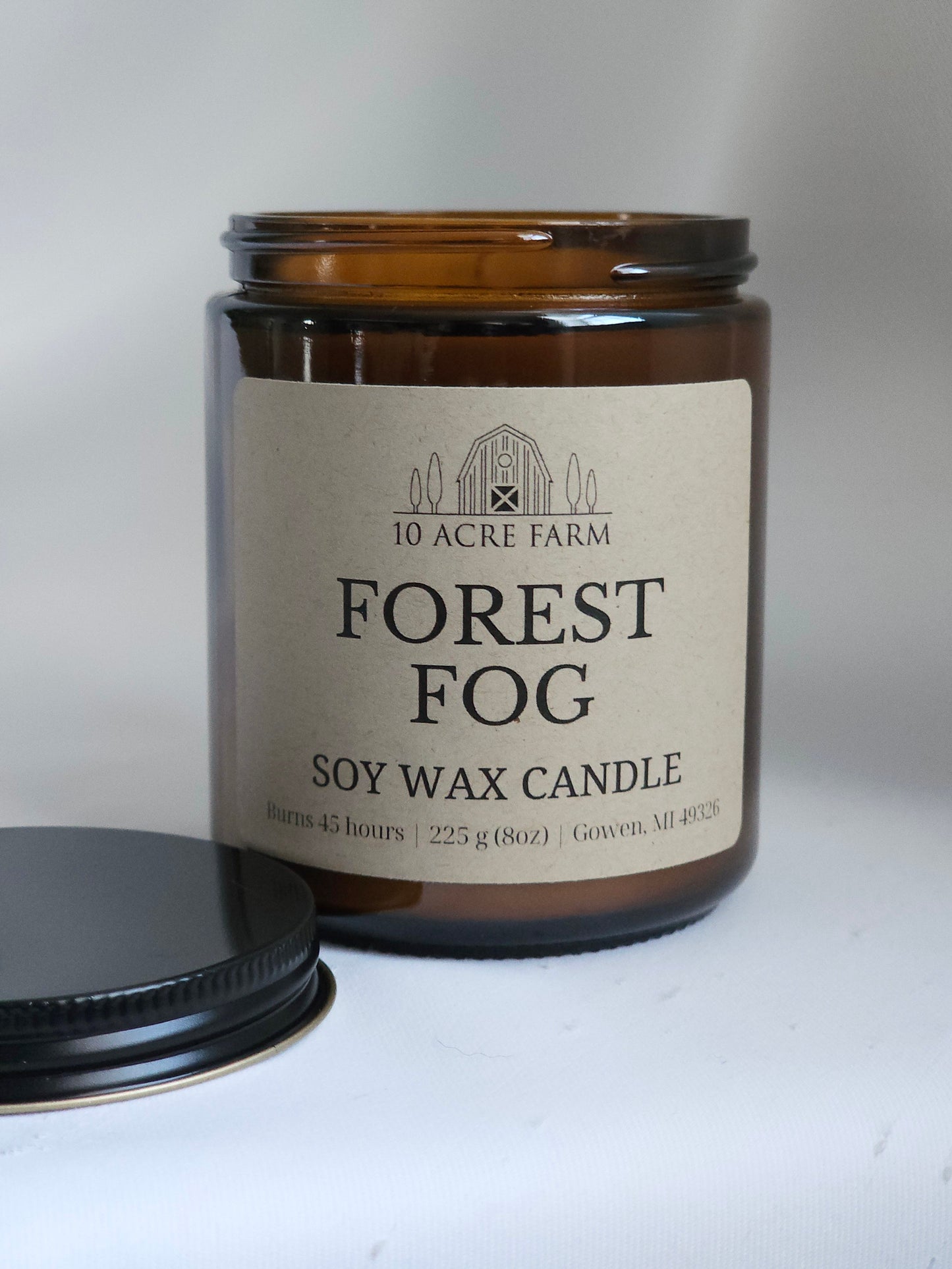 Forest Fog Amber Glass Soy Candle