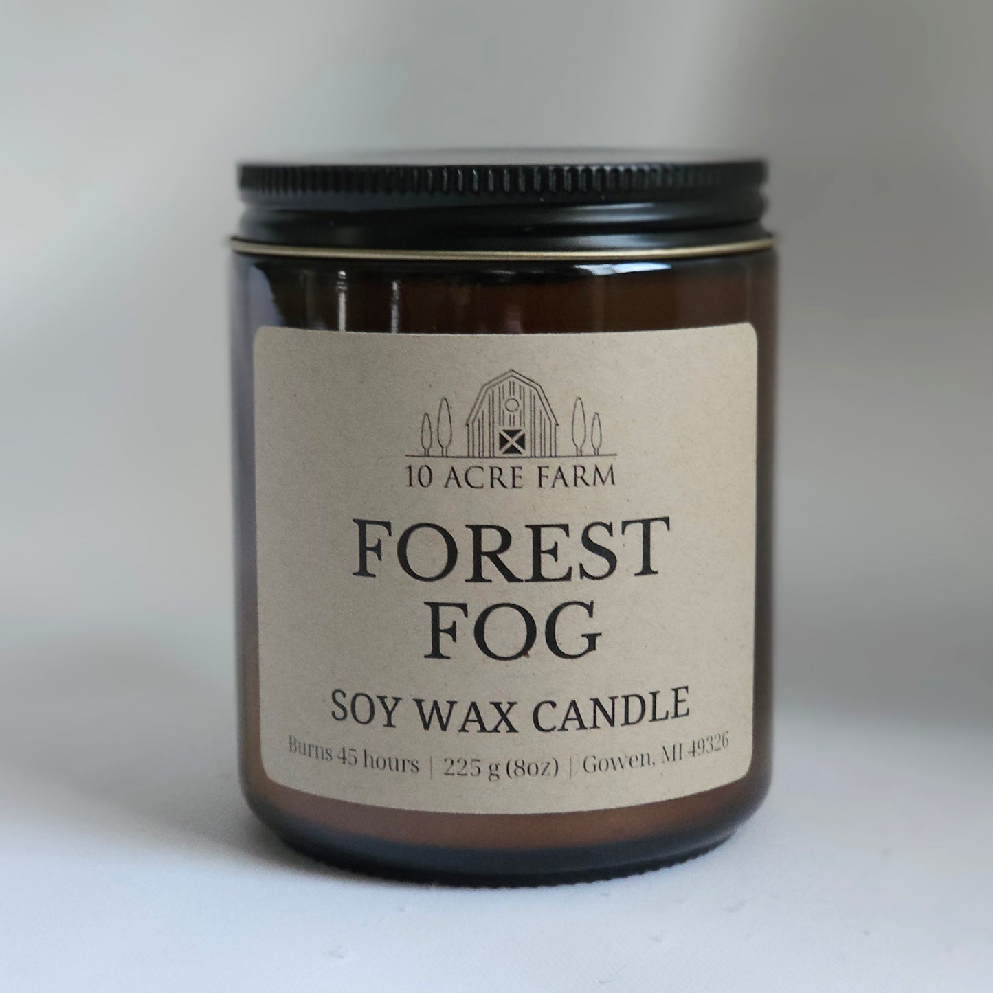 Forest Fog Amber Glass Soy Candle