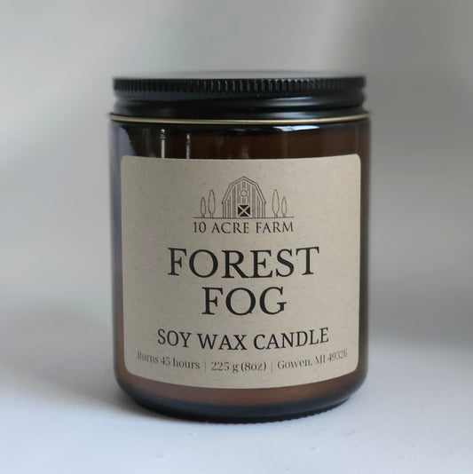 Forest Fog Amber Glass Soy Candle
