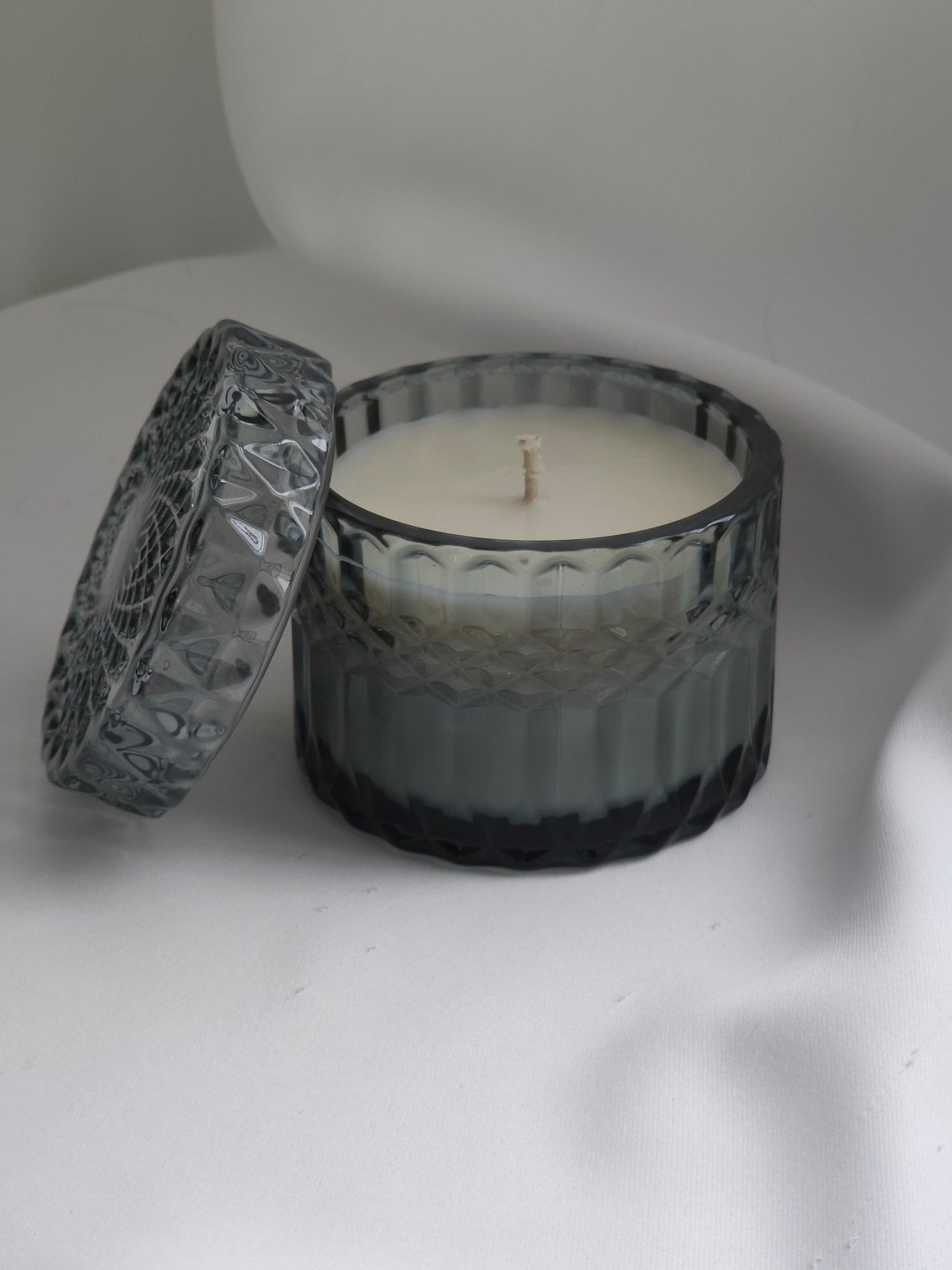 Blue Glass Candle, Seagrass + Sage scent