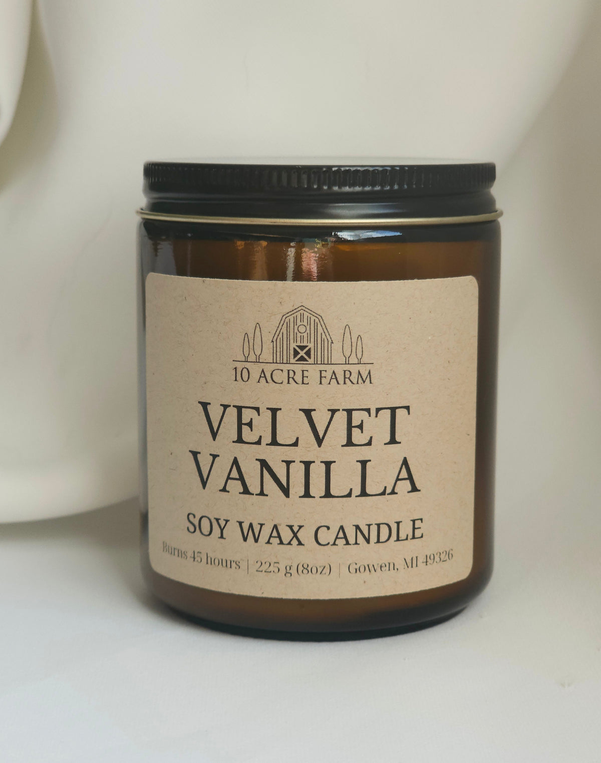 Velvet Vanilla 8oz Amber Glass Soy Candle