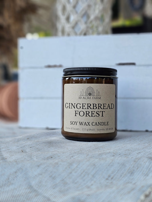 Gingerbread Forest 8oz Amber Glass Soy Candle