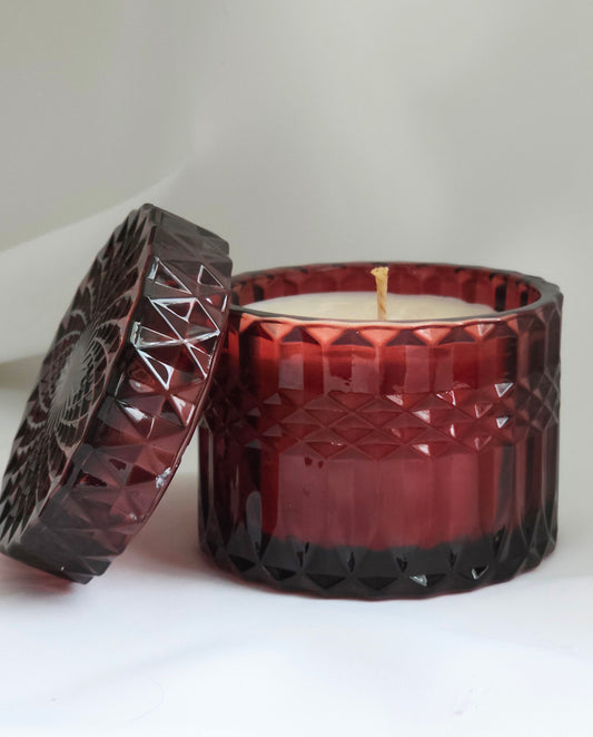 Red Glass Candle, Christmas Scents