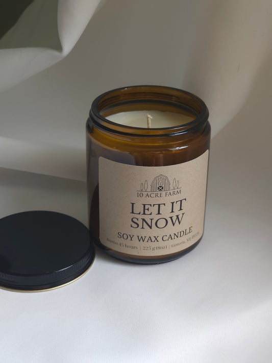 Let It Snow 8oz Amber Glass Soy Candle