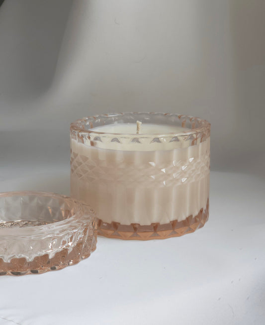 Light Pink Glass Candle, Wine Country scent